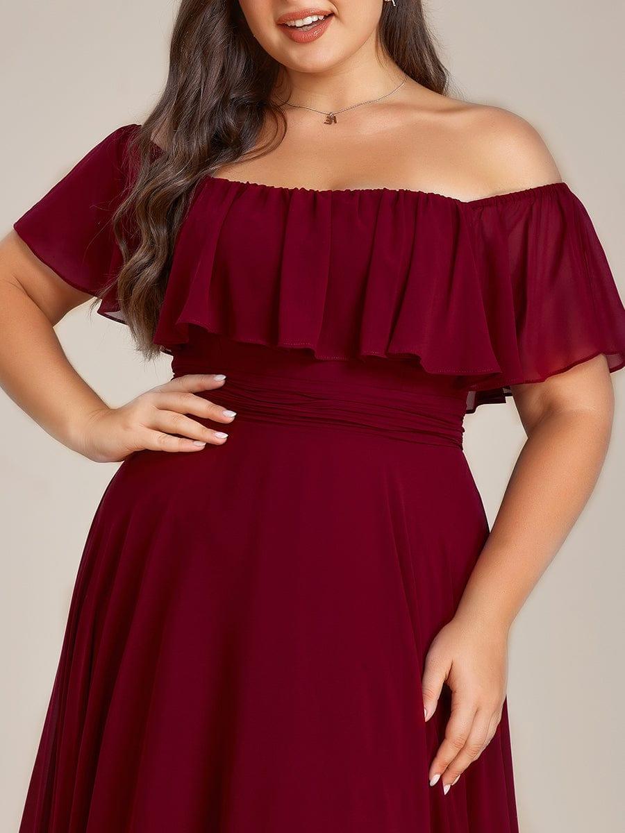 Plus Size Flowy Chiffon High-Low Off The Shoulder Bridesmaid Dress