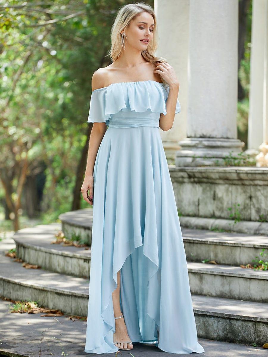 Chiffon Off-The-Shoulder High Low Bridesmaid Dress