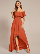 Lace Chiffon Long Bridesmaid Dress with Open Back  #Color_Burnt Orange
