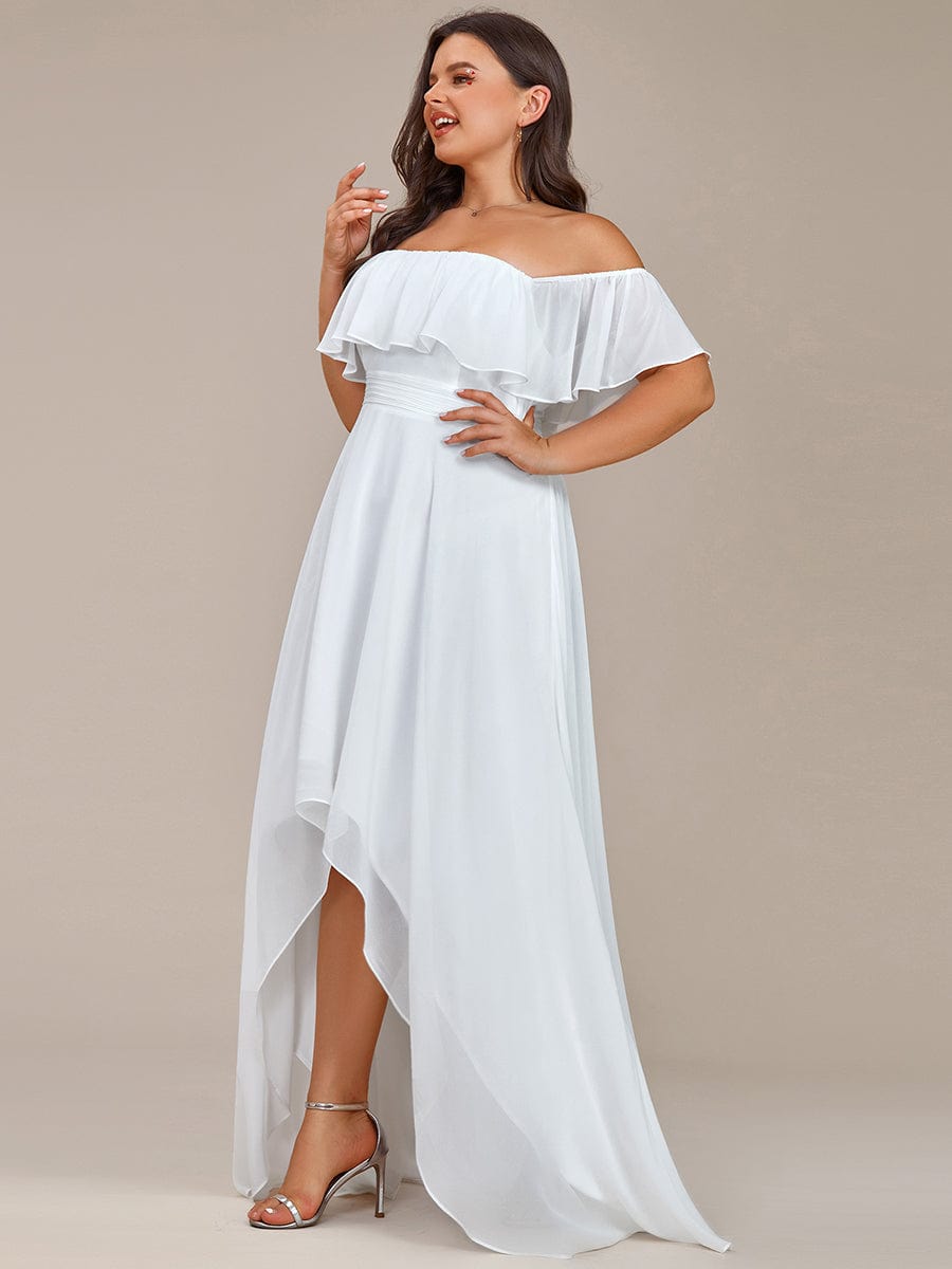 Chiffon Off-The-Shoulder High Low Bridesmaid Dress