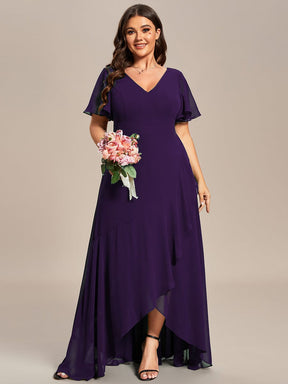 Elegant Chiffon High-Low Bridesmaid Dress with Lotus Leaf Hemline