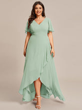 Plus Size Elegant Lotus Sleeves Chiffon Bridesmaid Dress #color_Mint Green
