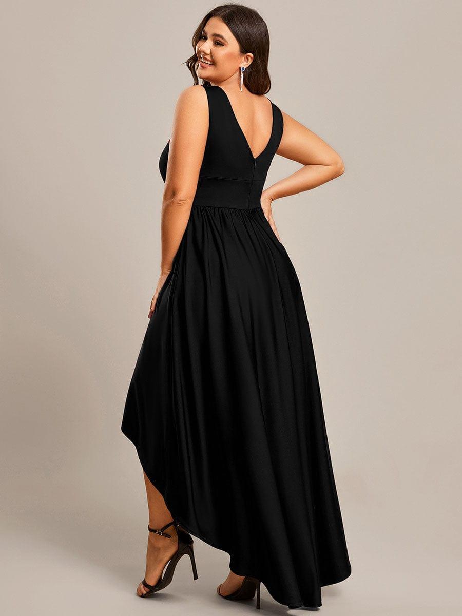 Plus Size Elegant High-Low Sleeveless Empire Waist Evening Dress