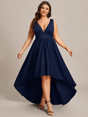 Plus Size Elegant High-Low Sleeveless Empire Waist Evening Dress