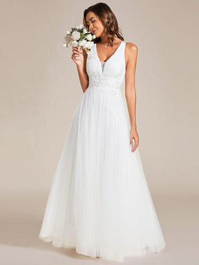 Elegant V-Neck Sleeveless Pleated A-Line Wedding Dress