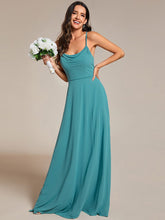 Adjustable Spaghetti Strap Chiffon A-Line Bridesmaid Dresses #color_Dusty Blue
