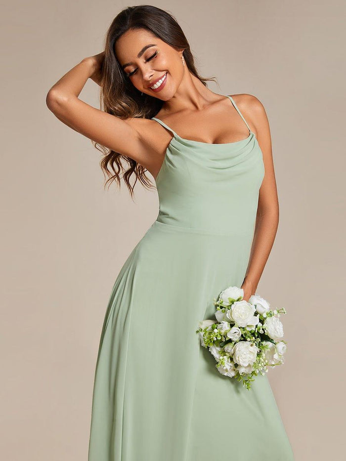 Chiffon Bridesmaid Dresses with Spaghetti Strap White Plus Size