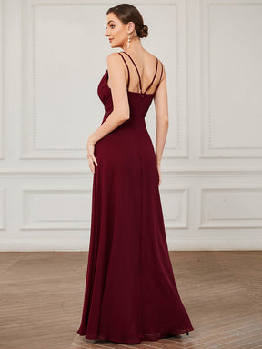 Sequin Belted Double Spaghetti Strap Chiffon Bridesmaid Dress