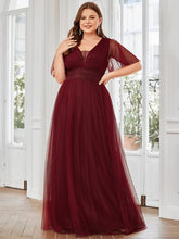 Plus Size Short Sleeve Backless Tulle Bridesmaid Dress - Ever-Pretty UK