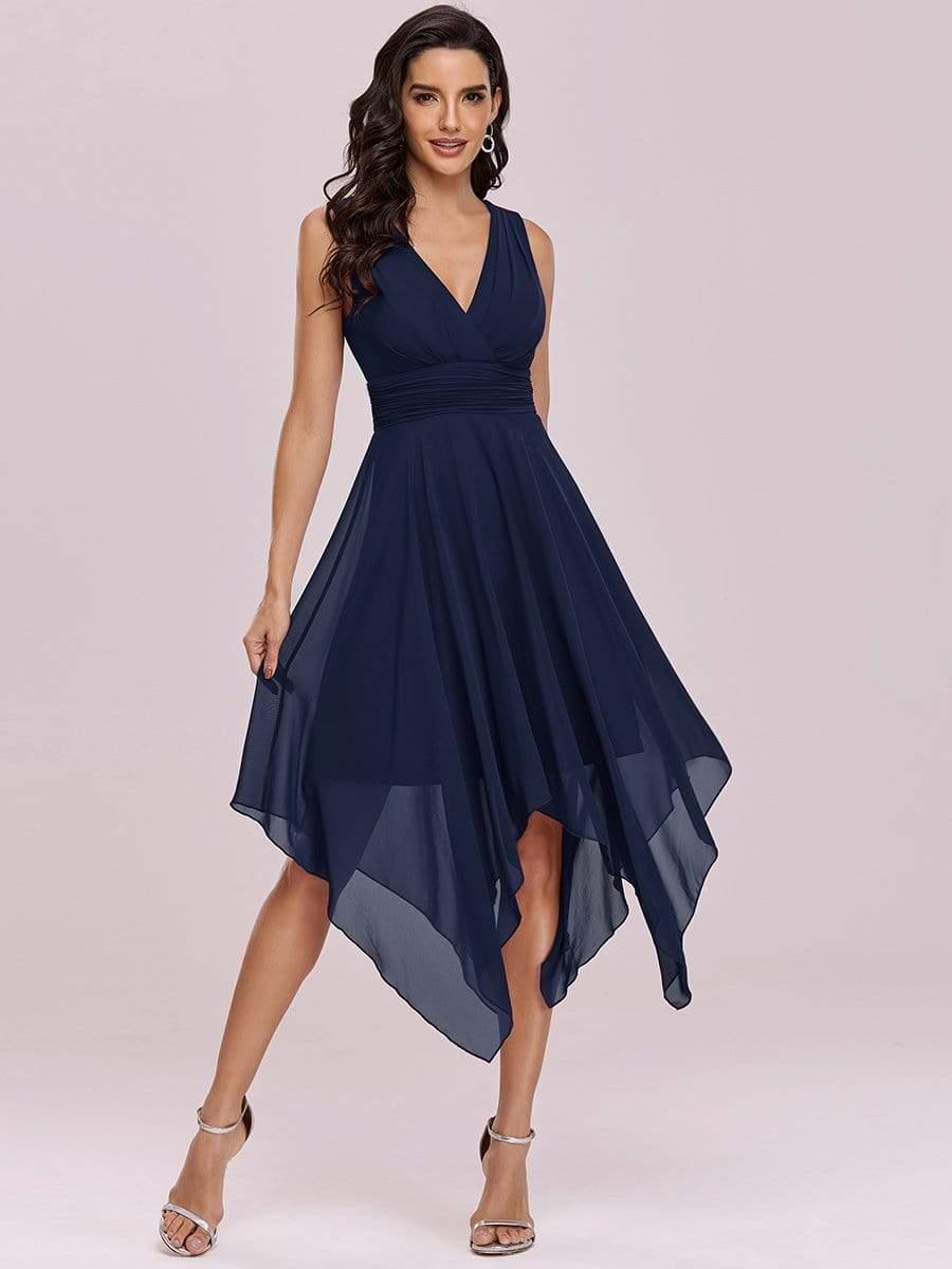 Knee Length Chiffon Bridesmaid Dress with Irregular Hem