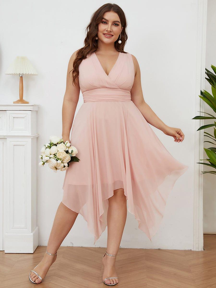 Custom Size Knee Length Chiffon Bridesmaid Dress with Irregular Hem