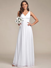 Elegant V Neck A Line Chiffon Maxi Bridesamid Dresses #color_White