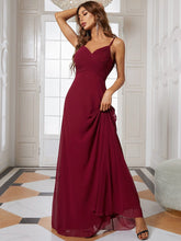 Sweetheart Draped Back Floor Length Bridesmaid Dress #color_Burgundy