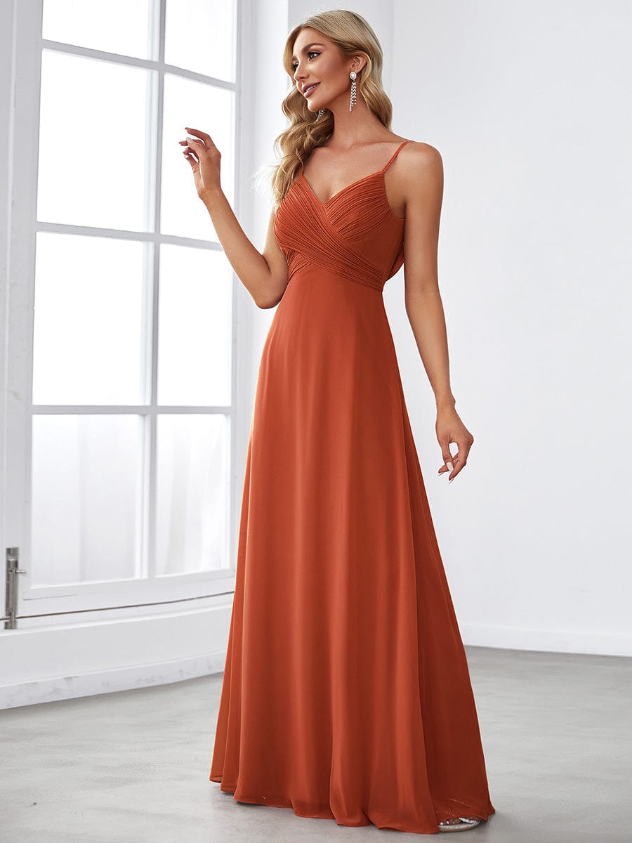 Custom Size Sweetheart Draped Back Floor Length Bridesmaid Dress #color_Burnt Orange