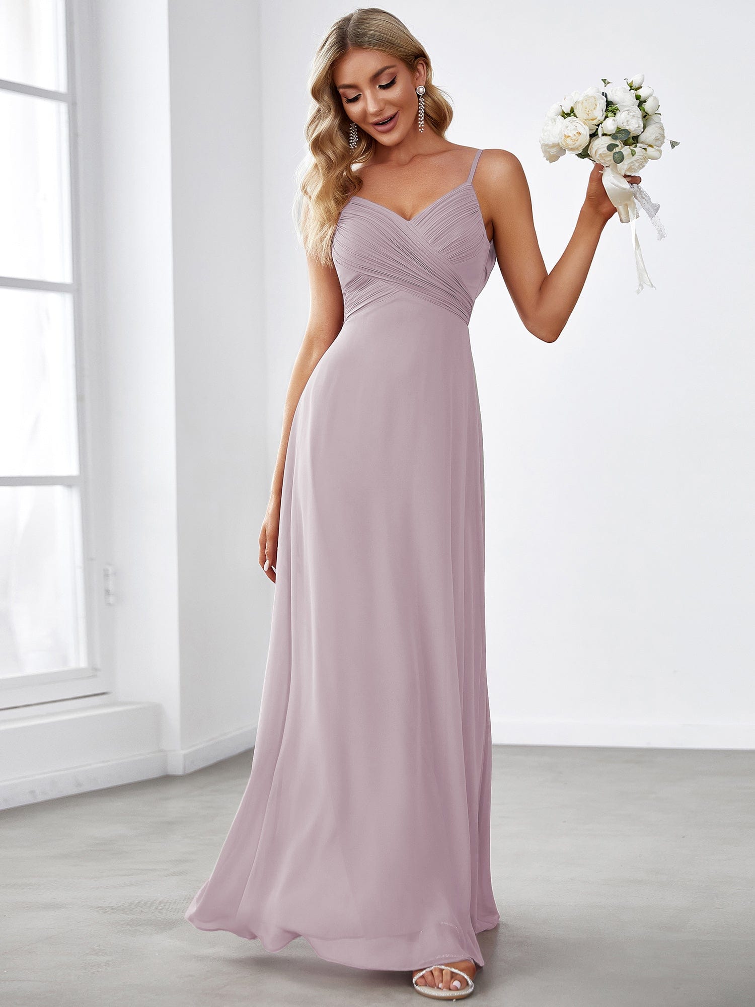 Custom Size Sweetheart Draped Back Floor Length Bridesmaid Dress #color_Lilac