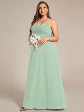 Plus Size Pleated Sweetheart Backless Floor Length Bridesmaid Dress #color_Mint Green