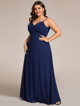 Plus Size Sweetheart Draped Back Floor Length Bridesmaid Dress #color_Navy Blue
