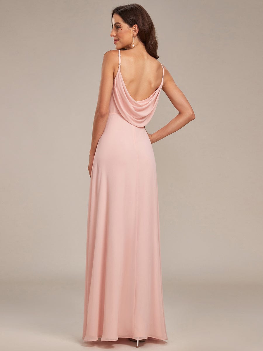 Sweetheart Draped Back Floor Length Bridesmaid Dress #color_Pink