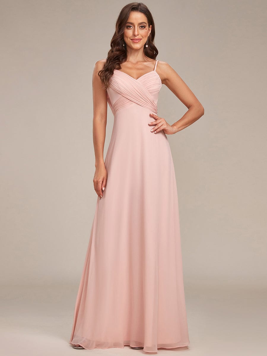 Custom Size Sweetheart Draped Back Floor Length Bridesmaid Dress #color_Pink