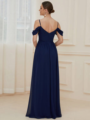 Cold Shoulder Pleated A-line Bridesmaid Dress