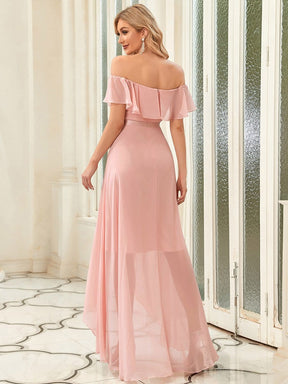 Off Shoulder Midi High Low Bridesmaid Dress