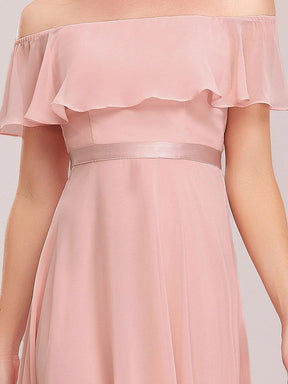 Off Shoulder Midi High Low Bridesmaid Dress