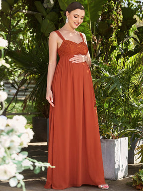 Lace Sweetheart Pleated Maxi Maternity Dress