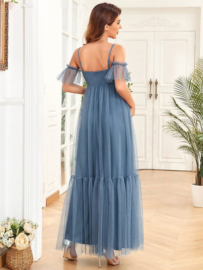 Cold Shoulder Draped Sleeve Floor-Length A-Line Maternity Dress