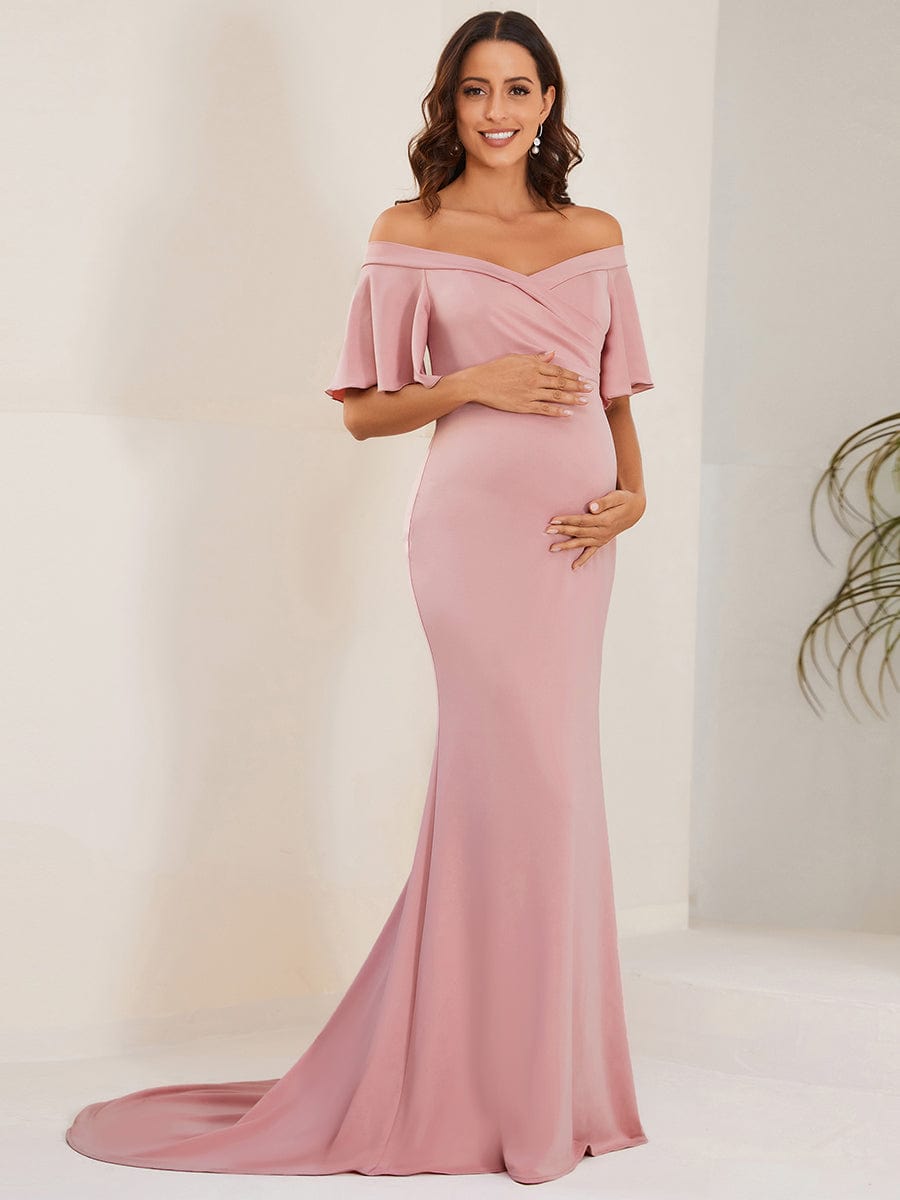 Light pink off discount the shoulder maternity dress