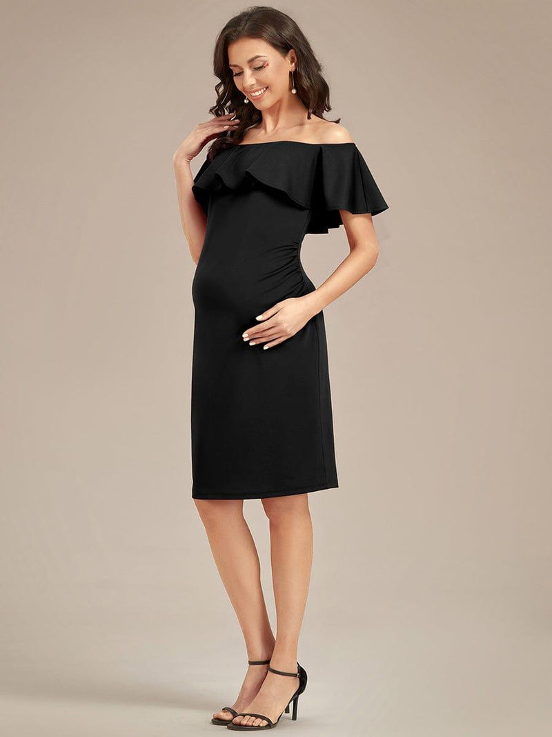 Maternity One Shoulder Ruffle Layered Hem Tulle Prom Dress main image 1