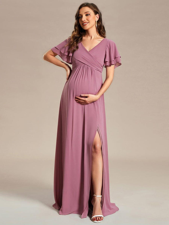 Shop Elegant ALine Maternity Dresses with Ruffle Sleeves EverPretty UK