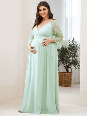 Sheer Lace Short Sleeve Maxi Maternity Dress