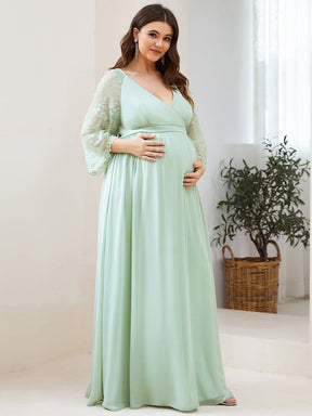 Sheer Lace Short Sleeve Maxi Maternity Dress