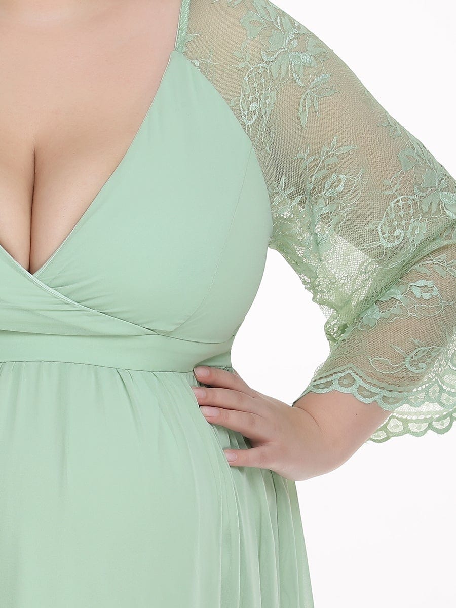 Sheer Lace Short Sleeve Maxi Maternity Dress