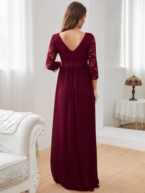 Elegant 3/4 Sleeves Embroidered Maternity Wedding Guest Dress