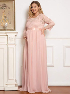 3/4 Sleeve Lace Floor Length Plus Size Maternity Dress