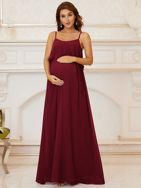 Spaghetti Straps Solid Pleated A-Line Maternity Dress