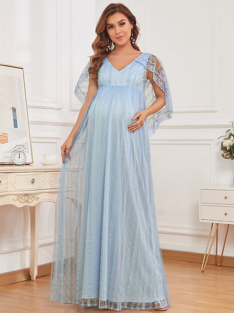 Sheer Lace Capelet Maternity Dress