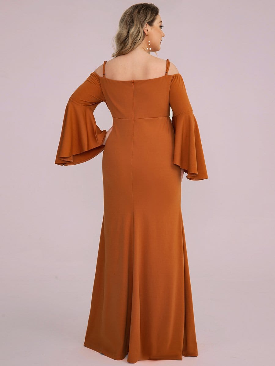 Bell sleeve long dress plus size sales