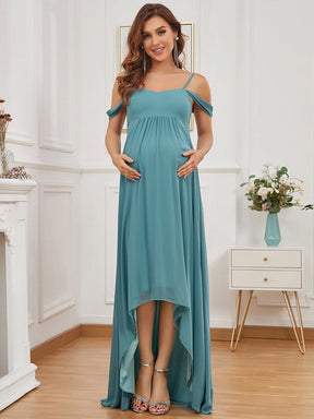 Cold Shoulder Sweetheart High Low Maternity Dress