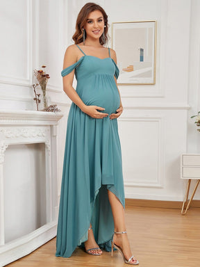 Cold Shoulder Sweetheart High Low Maternity Dress