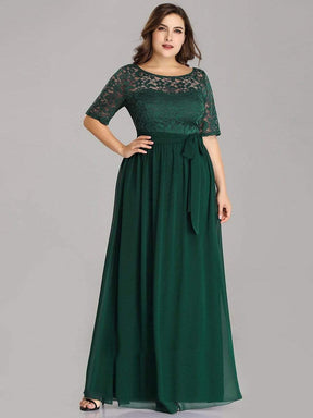 Elegant Short Sleeve Lace & Chiffon Floor Length Evening Dress