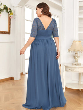 Elegant Short Sleeve Lace & Chiffon Floor Length Evening Dress