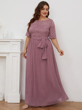 Plus Size Maxi Long Lace Illusion Mother Of the Bride Dresses #color_Purple Orchid