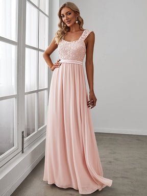 Elegant A Line Long Chiffon Bridesmaid Dress With Lace Bodice