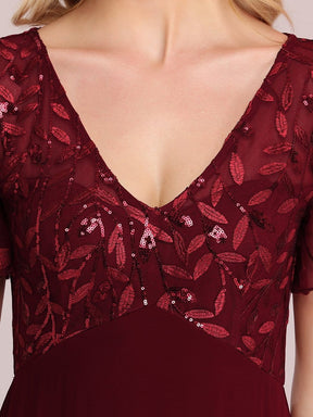 Sequin Print Evening Party Dresses for Women with Cap Sleeve