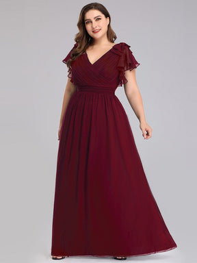Custom Size Maxi Long Chiffon Evening Dress for Women with Ruffles Sleeves