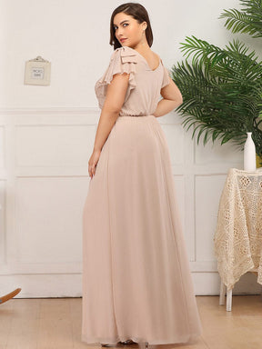 Custom Size Maxi Long Chiffon Evening Dress for Women with Ruffles Sleeves