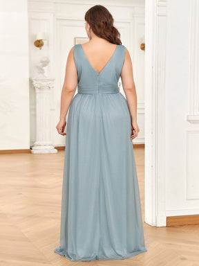 Maxi Double V Neck Floor Length Sparkly Wedding Guest Dress