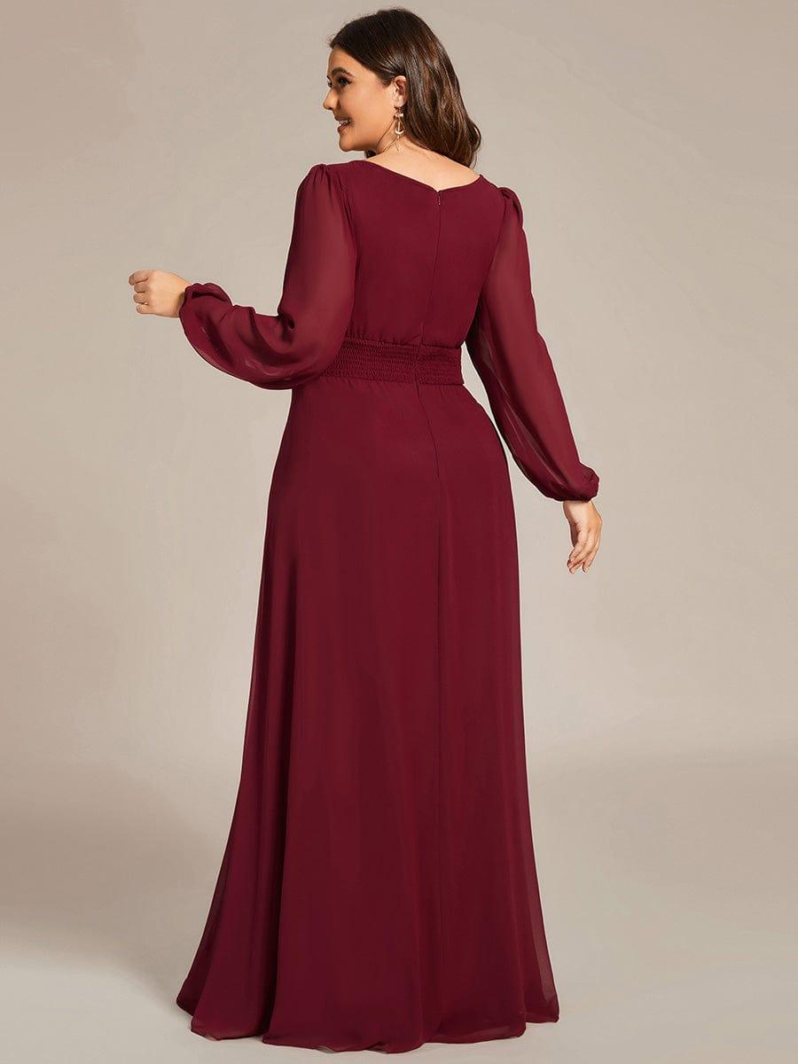 Custom Size See-Through Puff Sleeve Chiffon Bridesmaid Dress